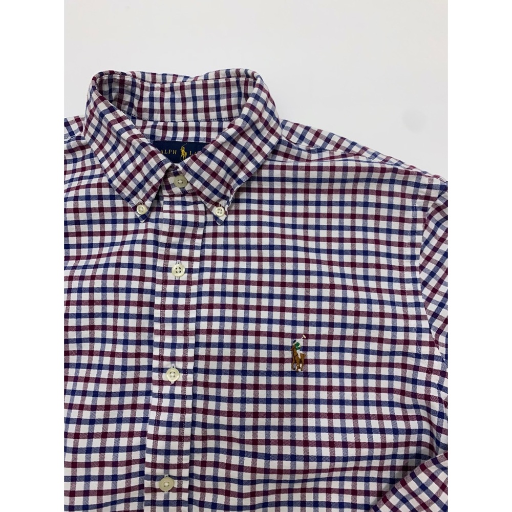 Ralph Lauren Long Sleeve Button Down Blue Red Med - Picture 2 of 6